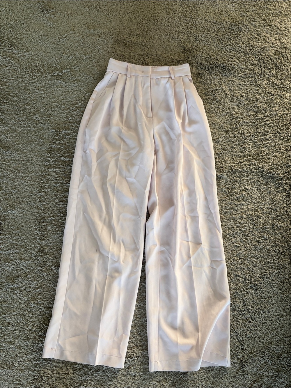 Women's Wide-Leg High-Rise Trousers in Light Pink